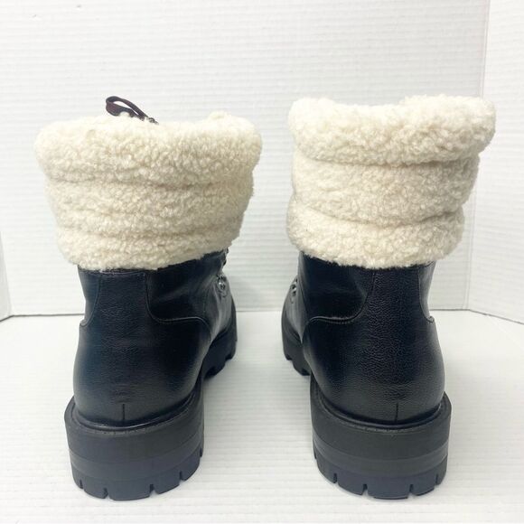 Nine West Womens Size 9.5 Rima Black Faux Leather Combat Boots Lug Sole - Picture 8 of 10